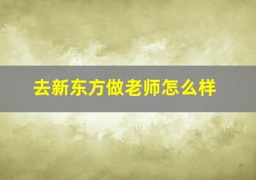 去新东方做老师怎么样