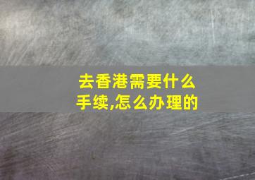 去香港需要什么手续,怎么办理的