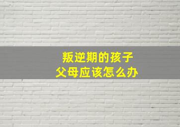 叛逆期的孩子父母应该怎么办