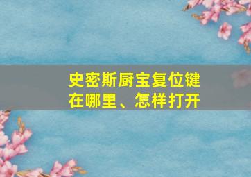 史密斯厨宝复位键在哪里、怎样打开