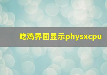 吃鸡界面显示physxcpu