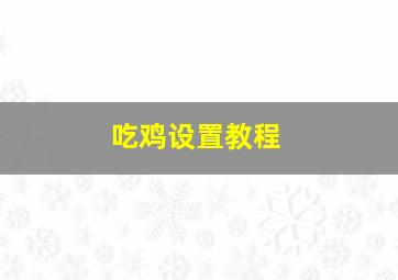 吃鸡设置教程