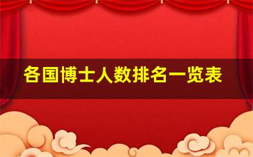 各国博士人数排名一览表