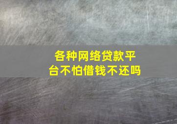 各种网络贷款平台不怕借钱不还吗