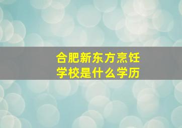 合肥新东方烹饪学校是什么学历