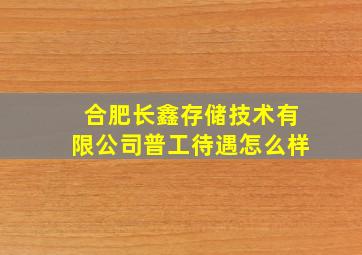 合肥长鑫存储技术有限公司普工待遇怎么样