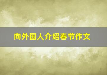 向外国人介绍春节作文