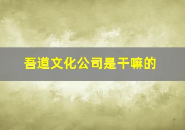 吾道文化公司是干嘛的