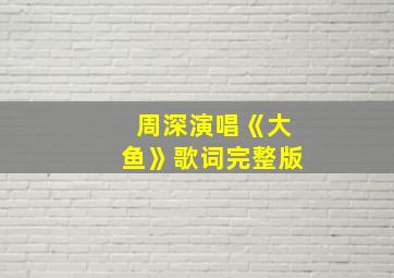 周深演唱《大鱼》歌词完整版