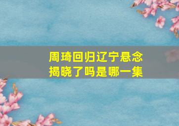 周琦回归辽宁悬念揭晓了吗是哪一集