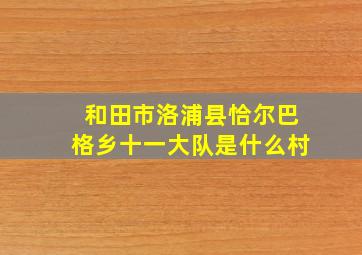 和田市洛浦县恰尔巴格乡十一大队是什么村