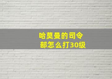 哈莫曼的司令部怎么打30级