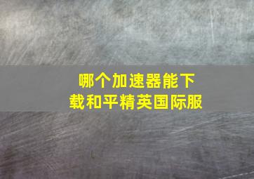 哪个加速器能下载和平精英国际服