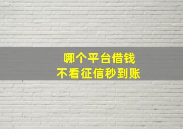 哪个平台借钱不看征信秒到账