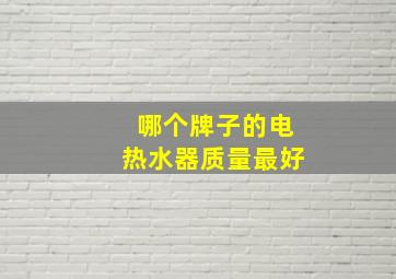 哪个牌子的电热水器质量最好