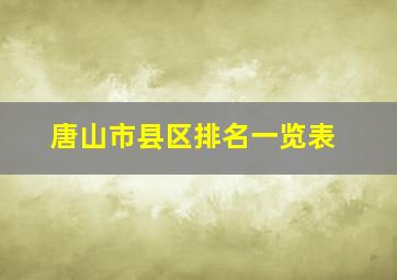 唐山市县区排名一览表