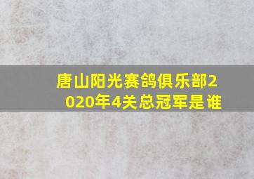 唐山阳光赛鸽俱乐部2020年4关总冠军是谁