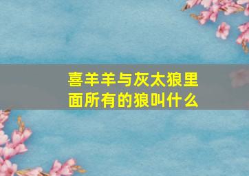 喜羊羊与灰太狼里面所有的狼叫什么