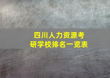 四川人力资源考研学校排名一览表