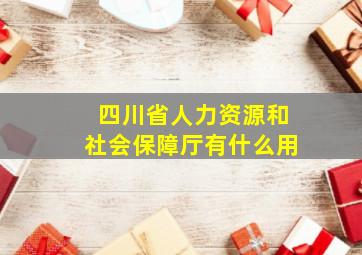 四川省人力资源和社会保障厅有什么用