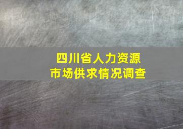 四川省人力资源市场供求情况调查