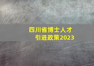 四川省博士人才引进政策2023