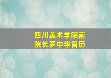 四川美术学院前院长罗中华简历