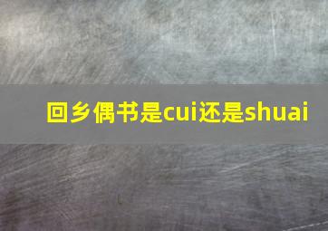 回乡偶书是cui还是shuai