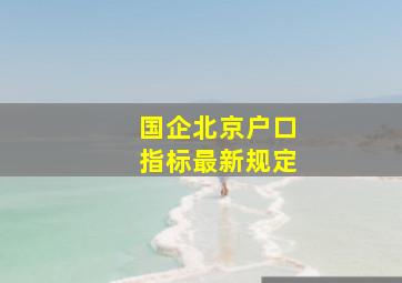 国企北京户口指标最新规定