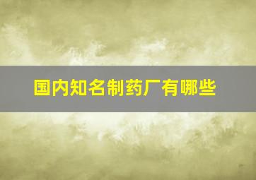 国内知名制药厂有哪些