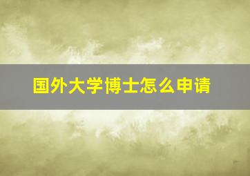 国外大学博士怎么申请