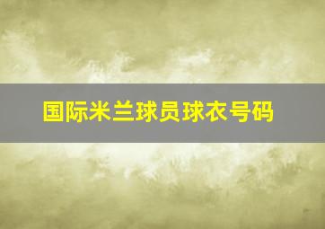 国际米兰球员球衣号码