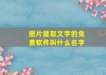 图片提取文字的免费软件叫什么名字