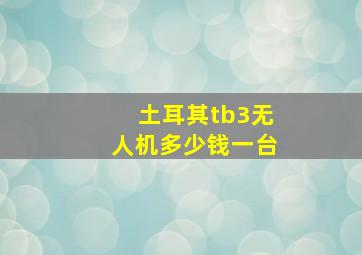 土耳其tb3无人机多少钱一台