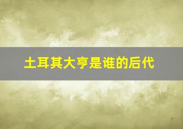 土耳其大亨是谁的后代