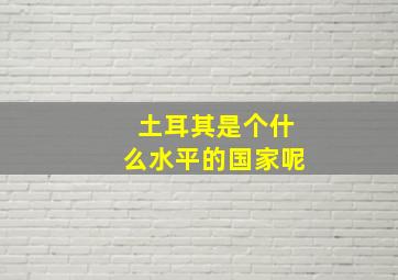 土耳其是个什么水平的国家呢