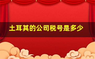 土耳其的公司税号是多少