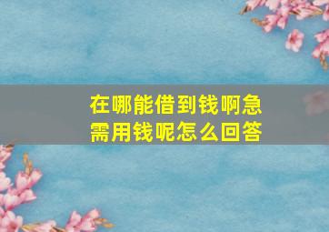 在哪能借到钱啊急需用钱呢怎么回答