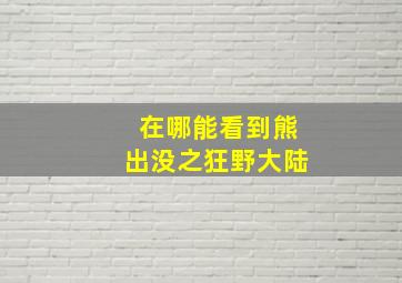 在哪能看到熊出没之狂野大陆