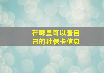 在哪里可以查自己的社保卡信息