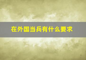 在外国当兵有什么要求