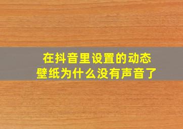 在抖音里设置的动态壁纸为什么没有声音了