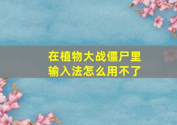 在植物大战僵尸里输入法怎么用不了