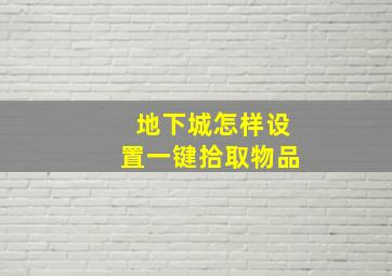 地下城怎样设置一键拾取物品