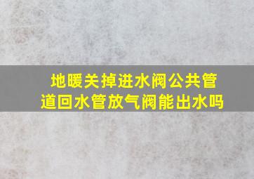 地暖关掉进水阀公共管道回水管放气阀能出水吗