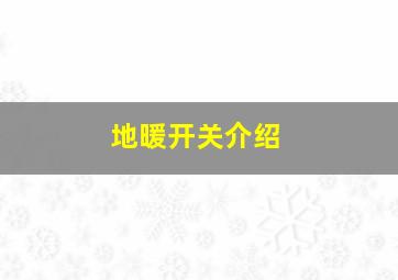 地暖开关介绍