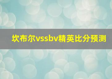 坎布尔vssbv精英比分预测