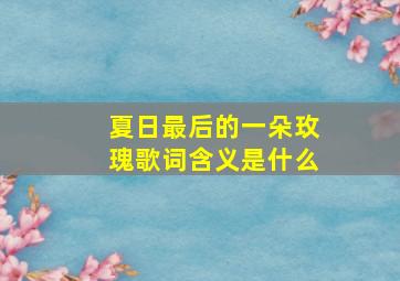 夏日最后的一朵玫瑰歌词含义是什么