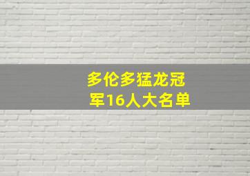 多伦多猛龙冠军16人大名单