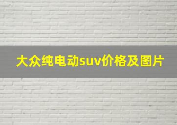 大众纯电动suv价格及图片